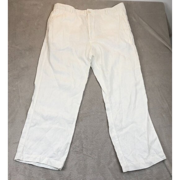 Island Importer Mens 100% Linen Trousers Size 38 White Straight Casual Beach - Picture 9 of 10